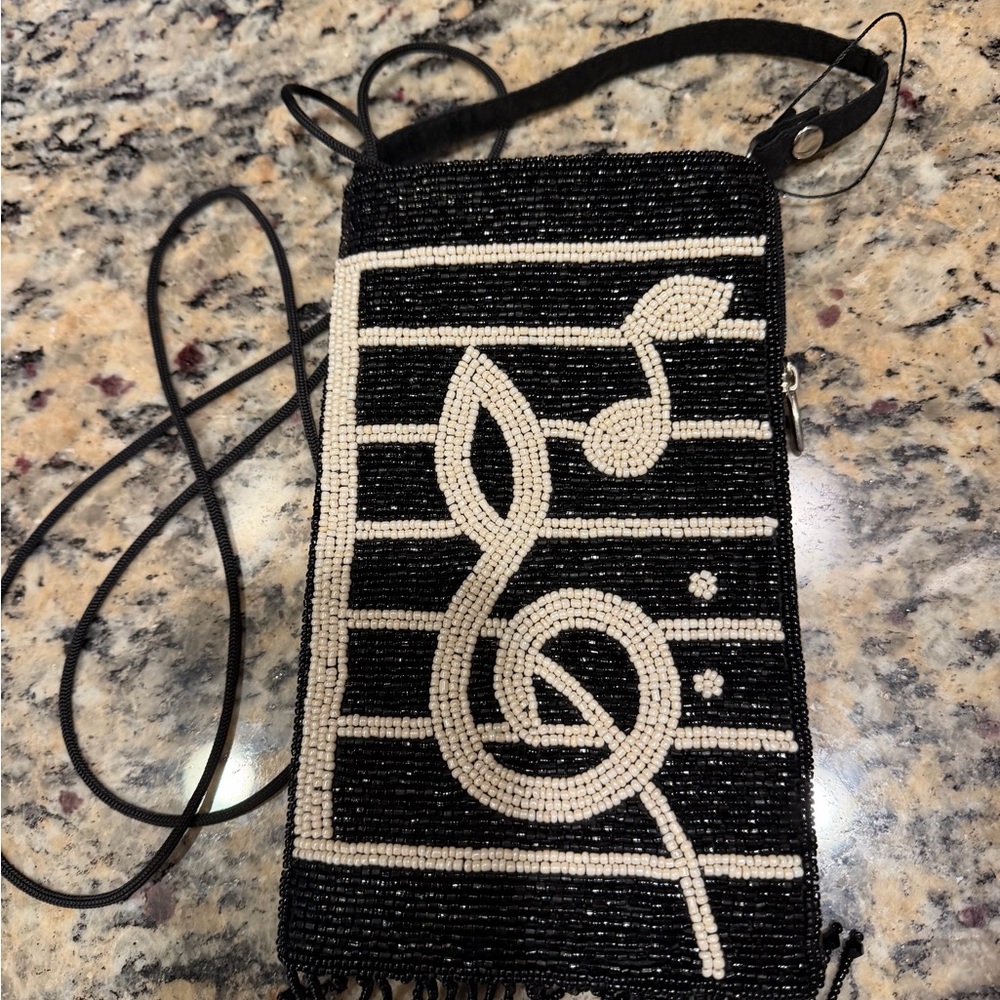 Beaded Musical Notes Crossbody Bag-Brand New!